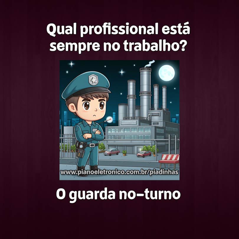 Qual profissional está sempre no trabalho?

O guarda no-turno